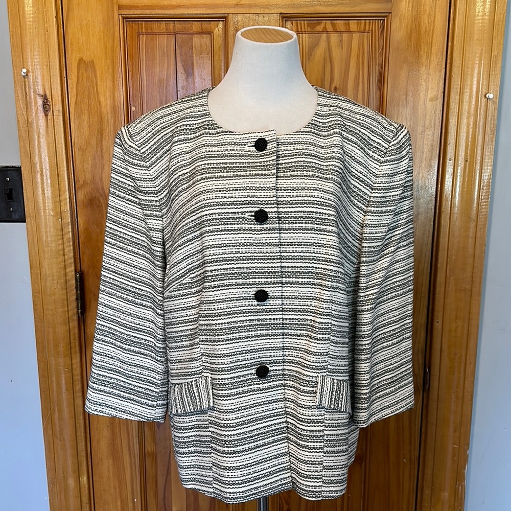Talbots Black and White Textured Blazer